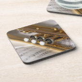 トランペットと楽譜真鍮楽器 コースター (左側)