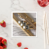 トランペットと楽譜真鍮楽器 スタンダードカクテルナプキン (インサイチュ)