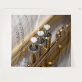 トランペットと楽譜真鍮楽器 タペストリー (正面(横))