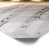 トランペットと楽譜真鍮楽器 ポスター (角)