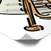 トランペットと楽譜 ポスター (角)