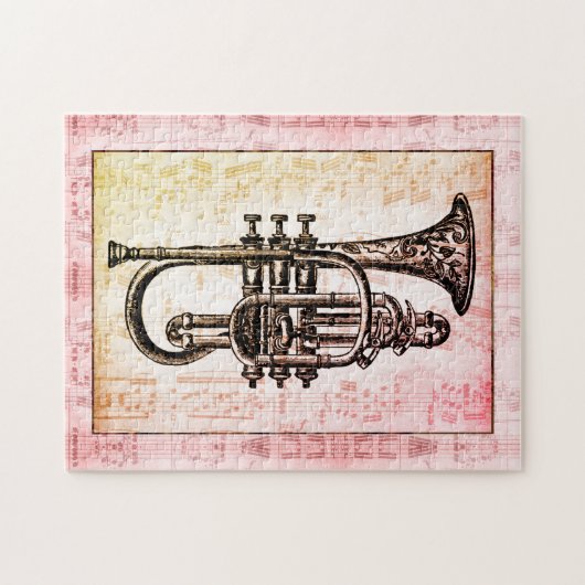 トランペットと音楽ノート ジグソーパズル (横)
