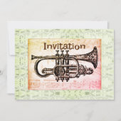 トランペットと音楽ノート 招待状 (正面)