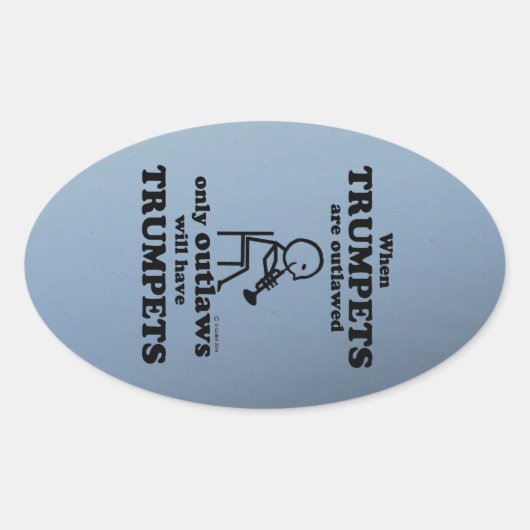 トランペットのアウトレイド楕円ステッカー 楕円形シール (正面)
