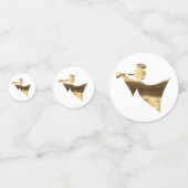 トランペットのクリスマスを遊ぶ金ゴールドの一見の天使 コンフェッティ (正面)