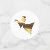 トランペットのクリスマスを遊ぶ金ゴールドの一見の天使 コンフェッティ (スモール正面)