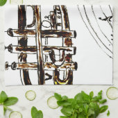 トランペットのシンプルなスケッチ2 キッチンタオル (折り畳み)