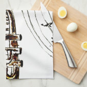 トランペットのシンプルなスケッチ2 キッチンタオル (四つ折り)