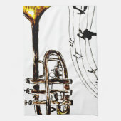トランペットのシンプルなスケッチ2 キッチンタオル (縦)