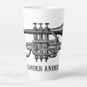 トランペットのパーソナライズのマグカップ カフェラテマグ (正面)