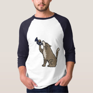 トランペットのワイシャツを遊んでいるAU-のかわいいオオカミ Tシャツ