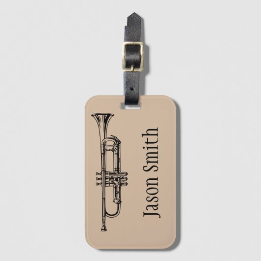 トランペットの一流の金管楽器の例 ラゲッジタグ (正面縦)