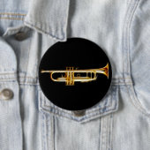 トランペットの金管ホルンの風の楽器 缶バッジ (インサイチュ)