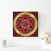 トランペットの~の銀の~の赤い~の金ゴールドの~のクリスマスの~ スクエア壁時計 (ホーム)