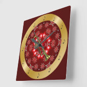 トランペットの~の銀の~の赤い~の金ゴールドの~のクリスマスの~ スクエア壁時計 (傾斜)