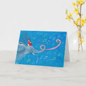 トランペットを吹く象 カード (黄色い花)