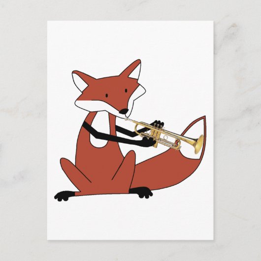 トランペットを演奏しているキツネ ポストカード (正面)