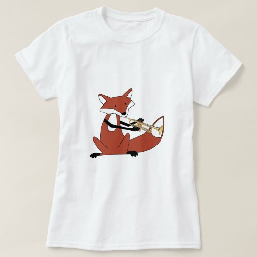 トランペットを演奏しているキツネ Tシャツ (デザイン正面)
