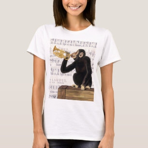 トランペットを演奏している猿 Tシャツ