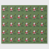 トランペットを演奏するおもしろいなクリスマスサンタ ラッピングペーパー (フラット)