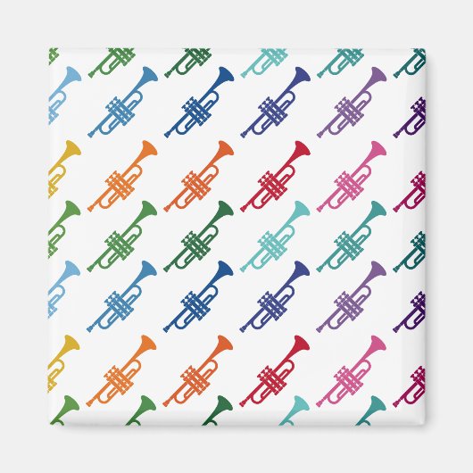 トランペットカラフルおもしろいアレイミュージック マグネット (正面)