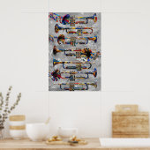 トランペットカラフルポスタートランペット壁画by Juleez ポスター (キッチン)