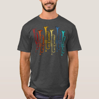 トランペットカラフルレトロジャズミュージシャントランペーター Tシャツ