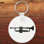 トランペットシルエット、真鍮ミュージカル楽器、ホーン キーホルダー (正面)