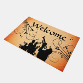 トランペットセクションジャズミュージックオレンジラストウェルカム ドアマット (アングル)