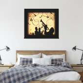 トランペットセクションジャズミュージックオレンジラスト キャンバスプリント (インサイチュ (寝室))
