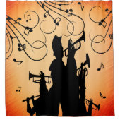 トランペットセクションジャズミュージックオレンジラスト シャワーカーテン (正面)