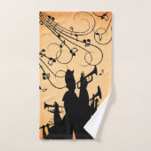 トランペットセクションジャズミュージックオレンジラスト バスタオルセット (ハンドタオル)