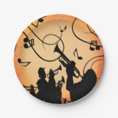 トランペットセクションジャズミュージックオレンジラスト ペーパープレート (正面)