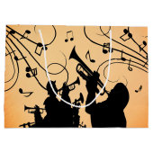 トランペットセクションジャズミュージックオレンジラスト ラージペーパーバッグ (裏面)