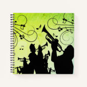 トランペットセクションジャズミュージックグリーン ノートブック (正面)