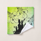 トランペットセクションジャズミュージックグリーン バスタオルセット (ウォッシュタオル)