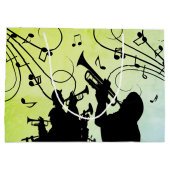 トランペットセクションジャズミュージックグリーン ラージペーパーバッグ (裏面)