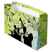 トランペットセクションジャズミュージックグリーン ラージペーパーバッグ (裏面アングル)