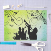 トランペットセクションジャズミュージックグリーン 薄葉紙 (クラフト)