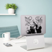 トランペットセクションジャズミュージック シール (デスク上のノートパソコン)