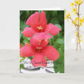 トランペットパーソナライズされたつる植物65結婚周年記念 カード (黄色い花)