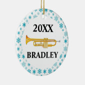 トランペットパーソナライズなバンドクリスマスのギフト セラミックオーナメント (右)