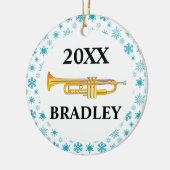 トランペットパーソナライズなバンドクリスマスのギフト セラミックオーナメント (左)