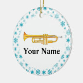 トランペットパーソナライズな音楽バンドクリスマス セラミックオーナメント (左)