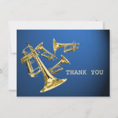 トランペットブルー金ゴールドサンキューフラットカード サンキューカード (裏面)