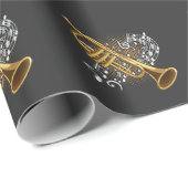 トランペットプレイヤーミュージカルノートジャズミュージックアート ラッピングペーパー (ロールコーナー)