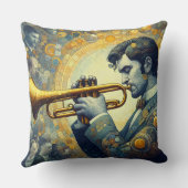 トランペットプレーヤーデザイン装飾用クッション クッション (裏面)