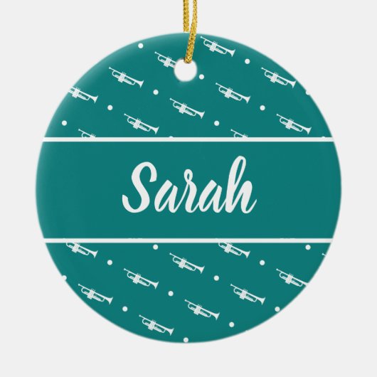 トランペットプレーヤーミュージシャンギフトパーソナライズされたカスタム セラミックオーナメント (正面)