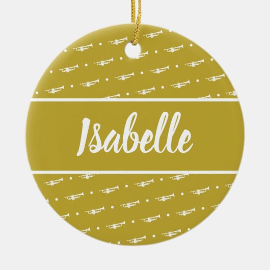 トランペットプレーヤーミュージシャンギフトパーソナライズされたカスタム セラミックオーナメント (正面)