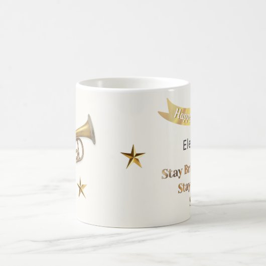 トランペットプレーヤーミュージシャンハッピーバースデー コーヒーマグカップ (中央)